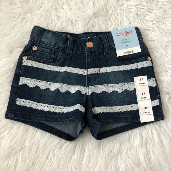 Cat & Jack Other - Cat & Jack Lace Front Decor Blue Jeans Shorts